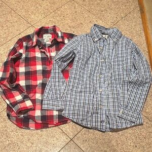 Bundle of 2 Children’s Place Red and Blue Plaid Kids Button Down Shirts size 7-8